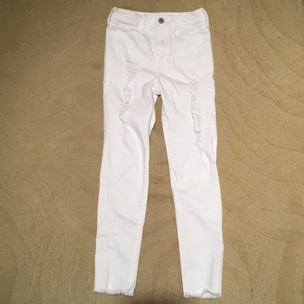 White Distressed High Waisted Jeans